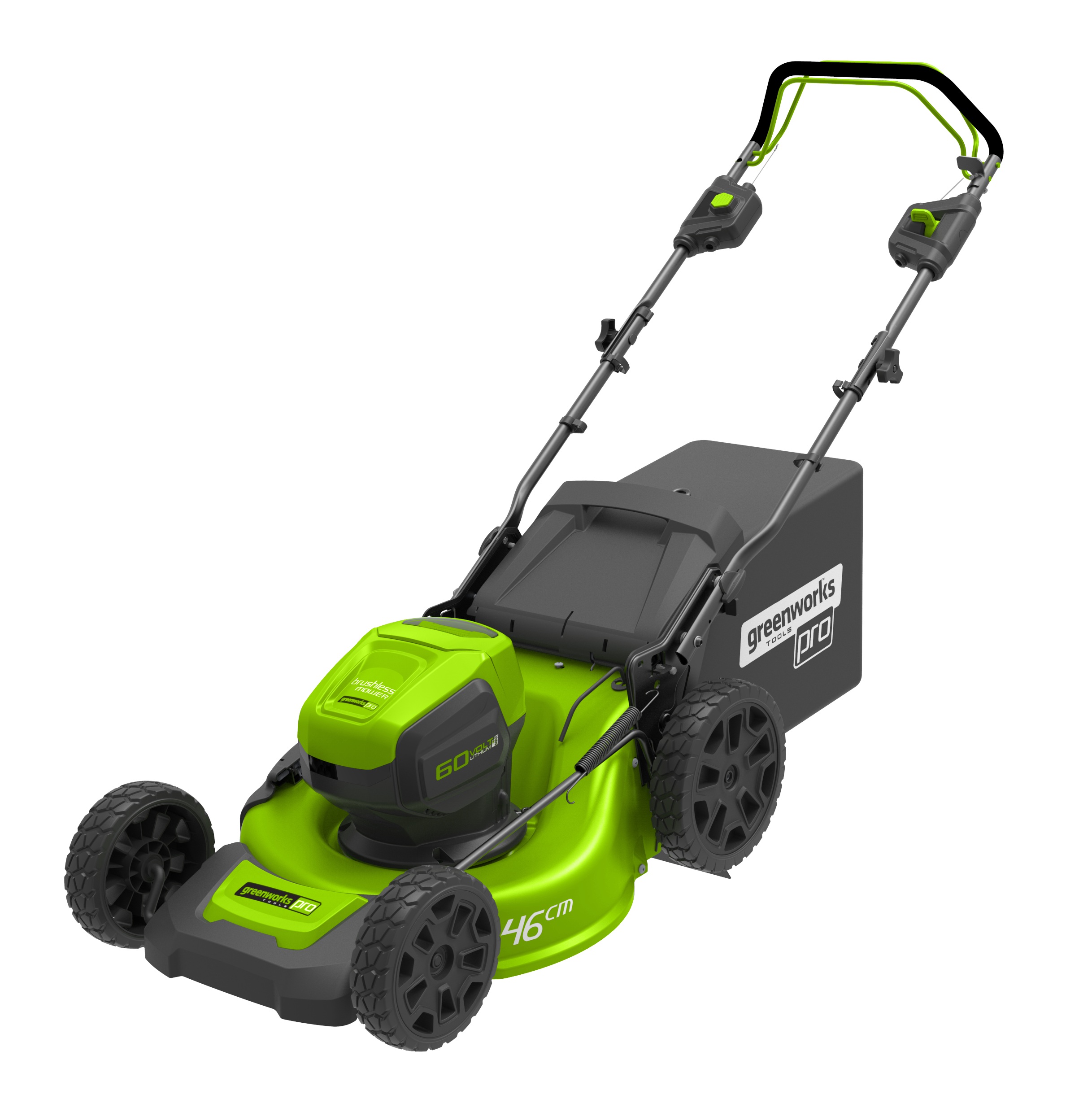 60 V aku trávna kosačka 46 cm 3 v 1 s indukčním motorom a pojazdom Greenworks GD60LM46SP