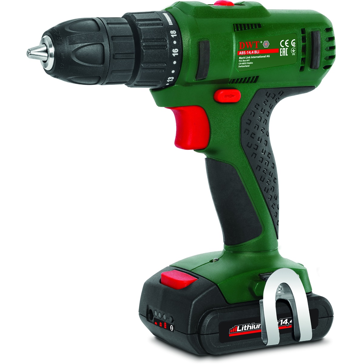 aku 14V Li-Ion dvourychlostní vrtačka / šroubovák DWT ABS-14,4BLi-2BMC