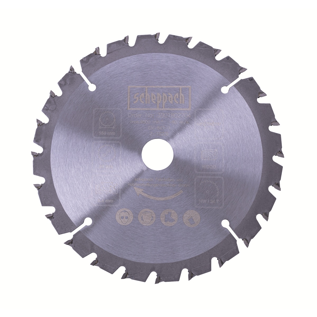 Scheppach Pílový kotúč TCT ( 160 x 20 x 2,4 mm, 24 Z )