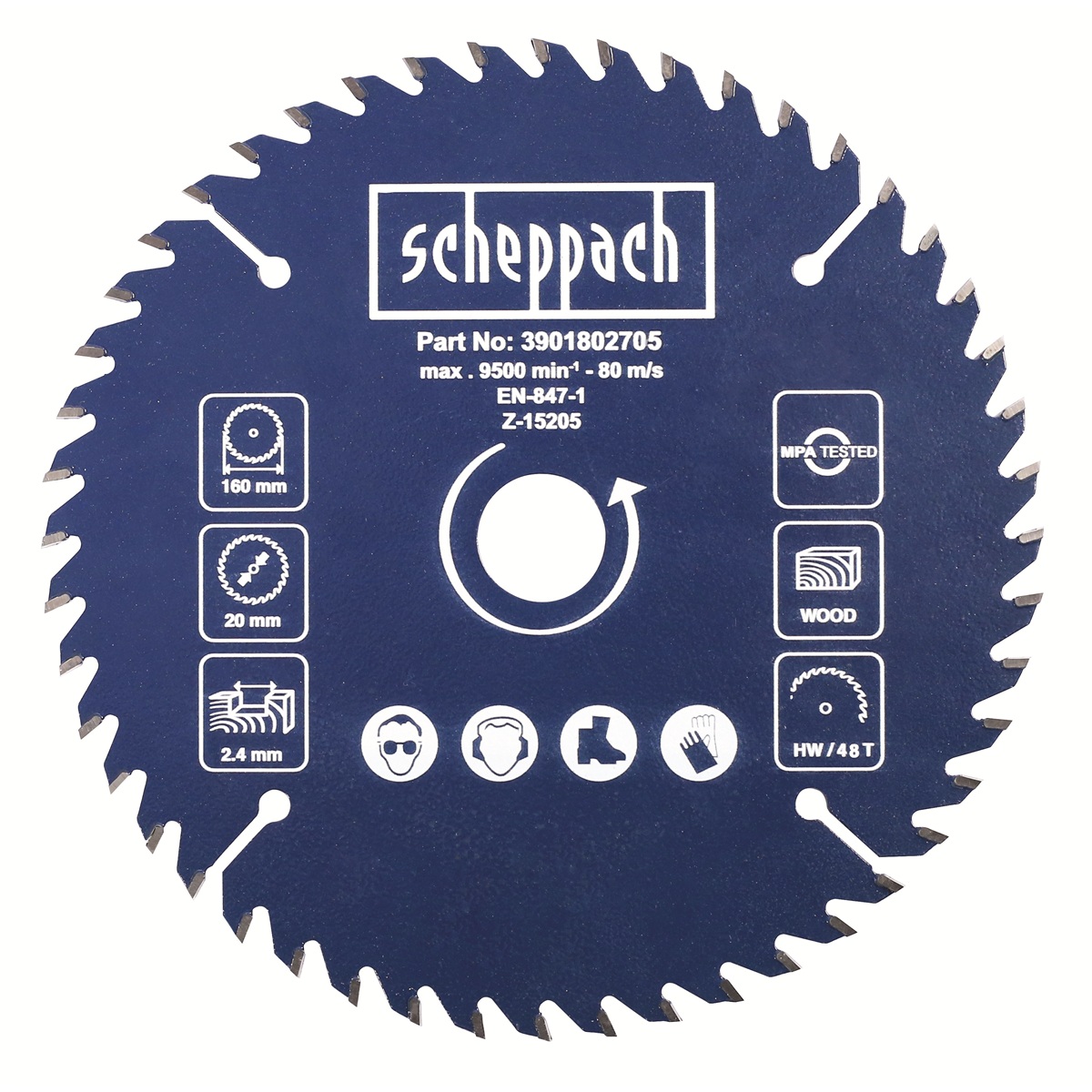 Scheppach Pílový kotúč TCT ( 160 x 20 x 2,4 mm, 48 Z )