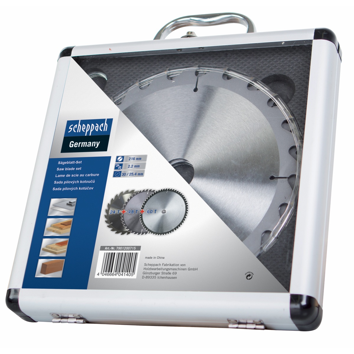 Scheppach Súprava 3 pílových kotúčov TCT (210 x 30 x 2,6 mm, 24/48/60 Z)