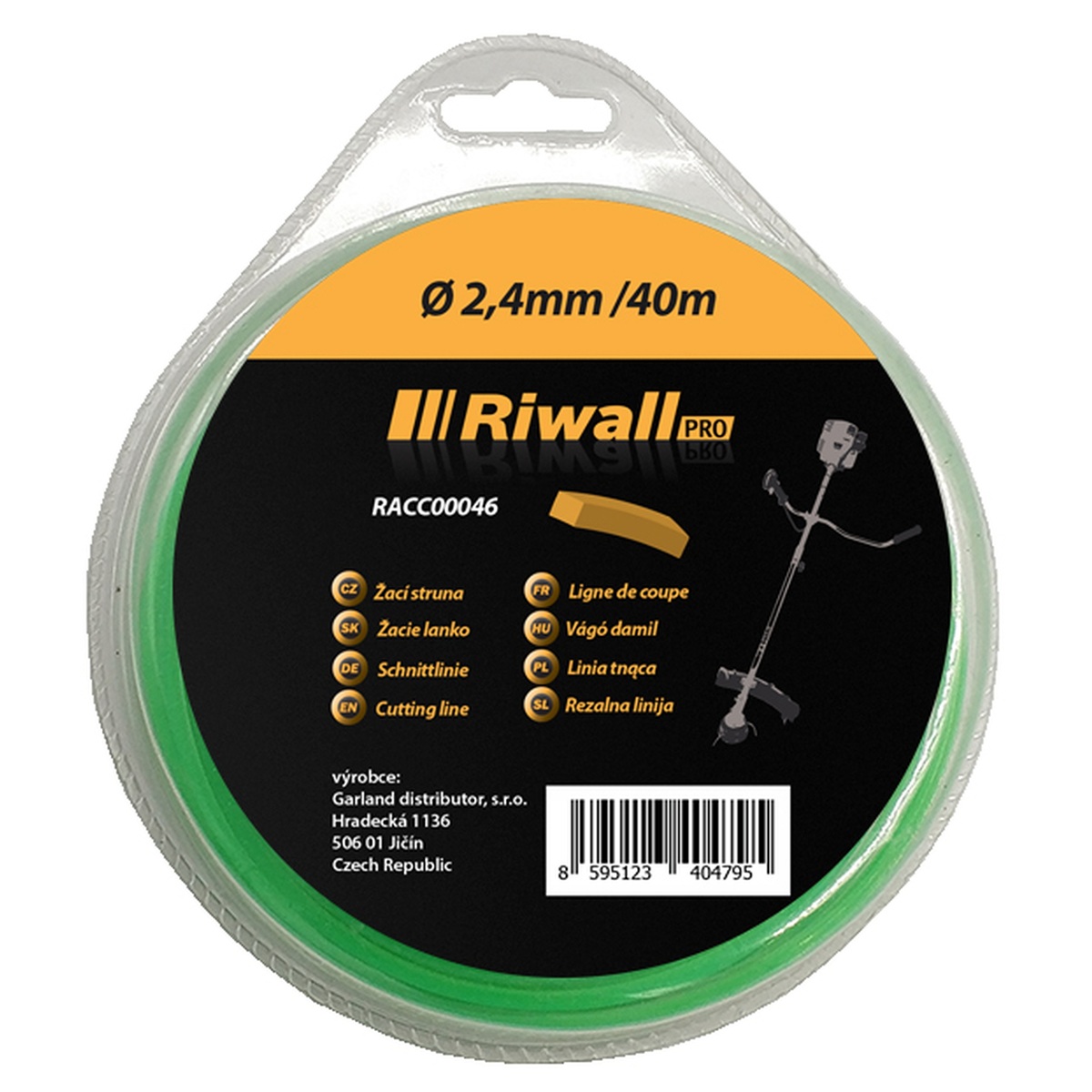Riwall PRO Žacia struna 2,4mm / 40m ( štvorcový prierez )